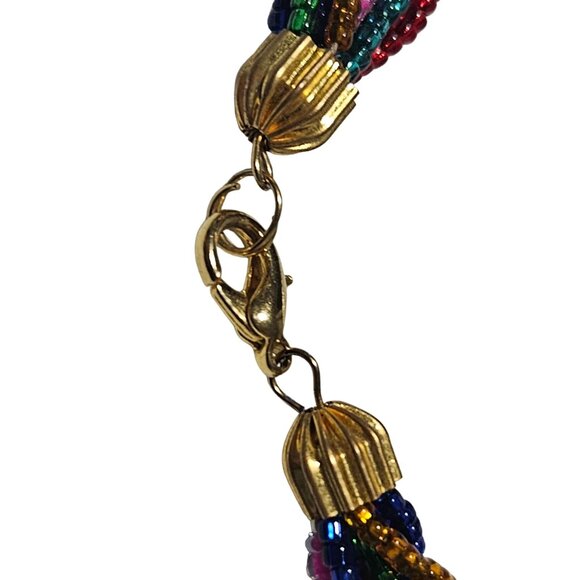 Rainbow Multi Strand Seed Beaded Necklace Pride Retro Fashion Jewelry Women - Picture 3 of 5